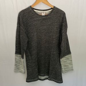 Natori Longline Long Sleeve Lounge Top Grey Black Size Medium